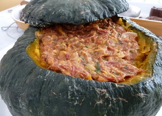 Abóbora recheada com carne de sol