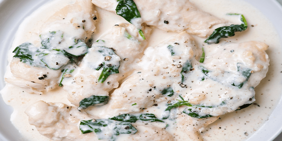 Receita de Frango cremoso com espinafre