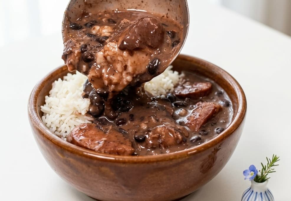 Feijão preto com linguiça calabresa